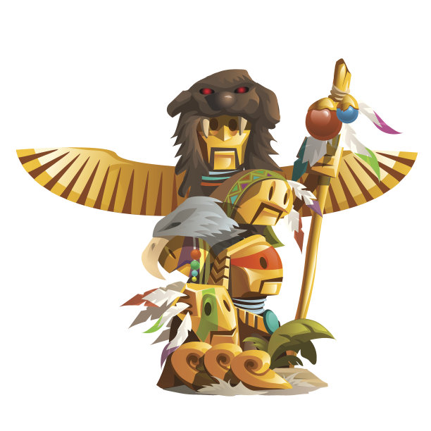 金色古代图腾的人与鸟的翅膀图片下载