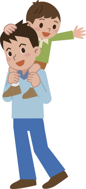 父母和孩子背靠背图片下载