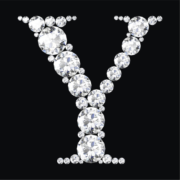 钻石字母与宝石孤立在黑色图片下载