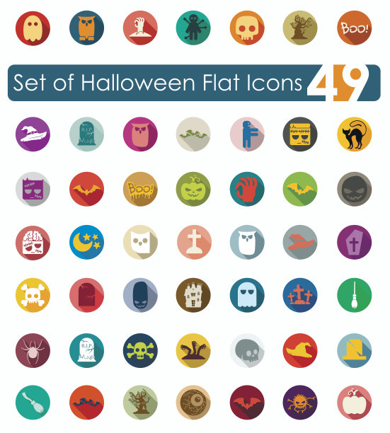 万圣节的平面图标图片下载