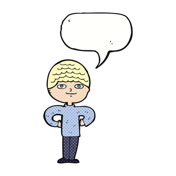 卡通自豪的男人和对话气泡图片下载