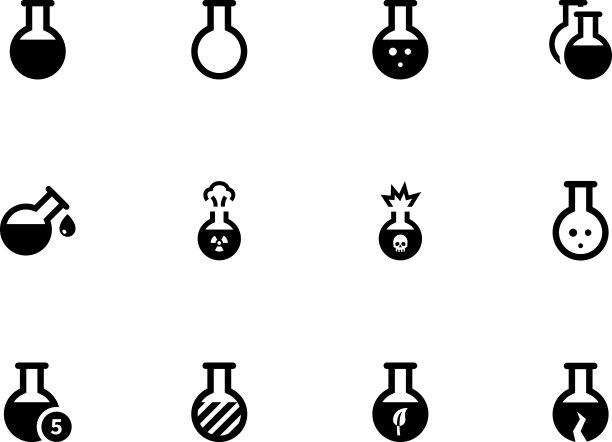 白色背景上的烧瓶图标矢量素材图片下载