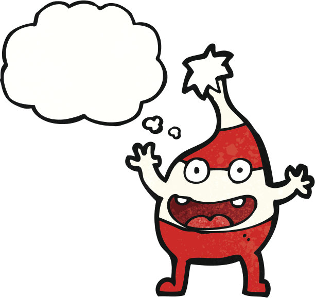 卡通有趣的圣诞生物与思想泡沫图片下载