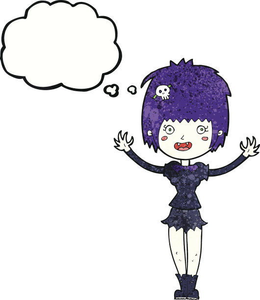 卡通吸血鬼女孩与思想泡沫图片下载