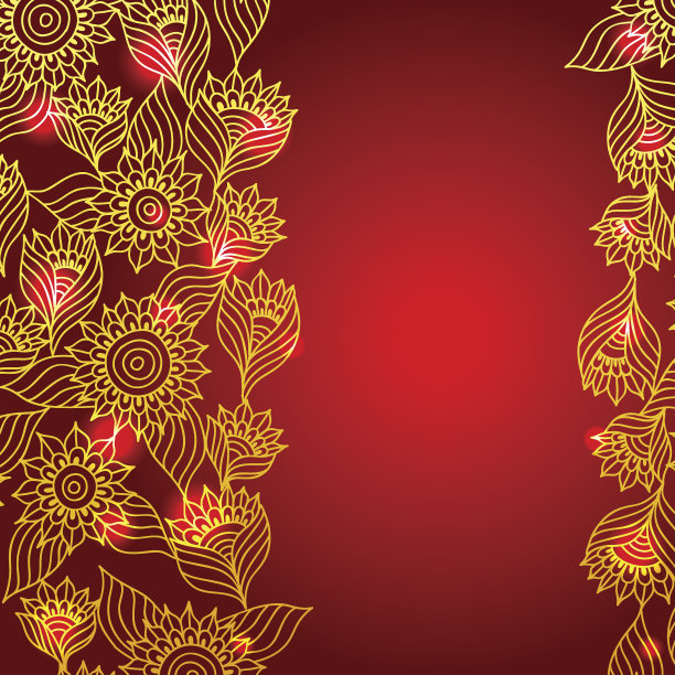 红色花卉优雅蕾丝装饰模板图片下载