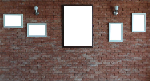 砖墙上的空白框架图片下载