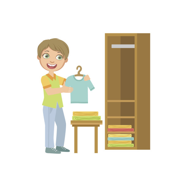 把干净衣服放进梳妆台的男孩图片下载