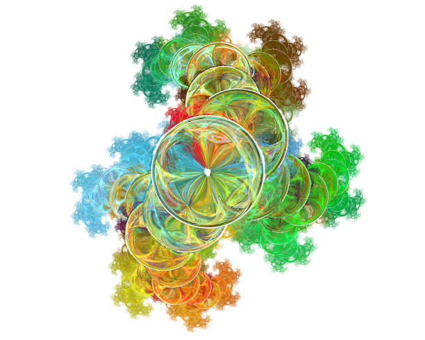 摘要分形设计。白色上五颜六色的泡泡。图片下载