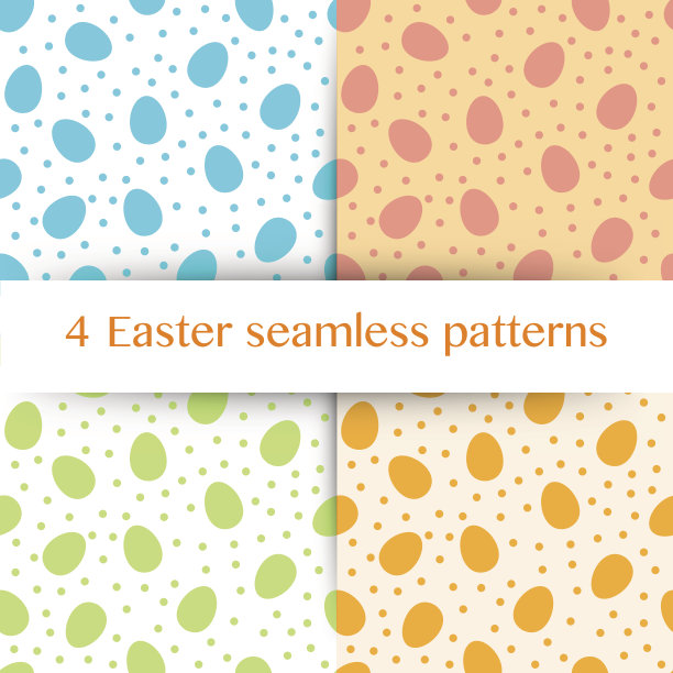 一套无缝图案与复活节彩蛋和波尔卡点图片下载