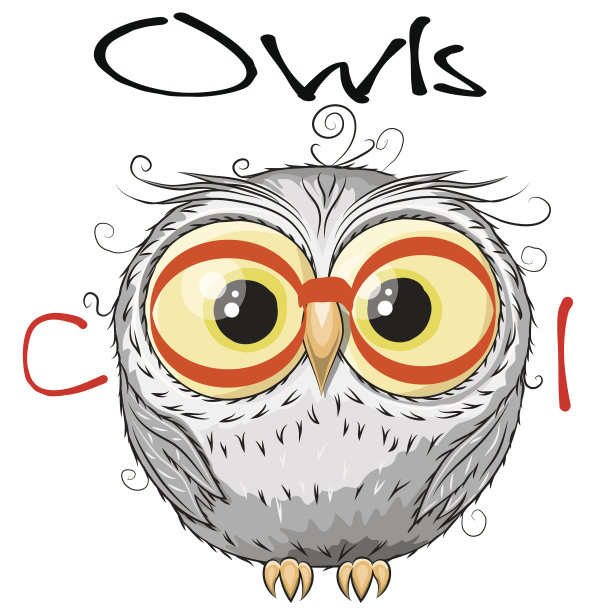 可爱的猫头鹰孤立在白色的背景图片下载