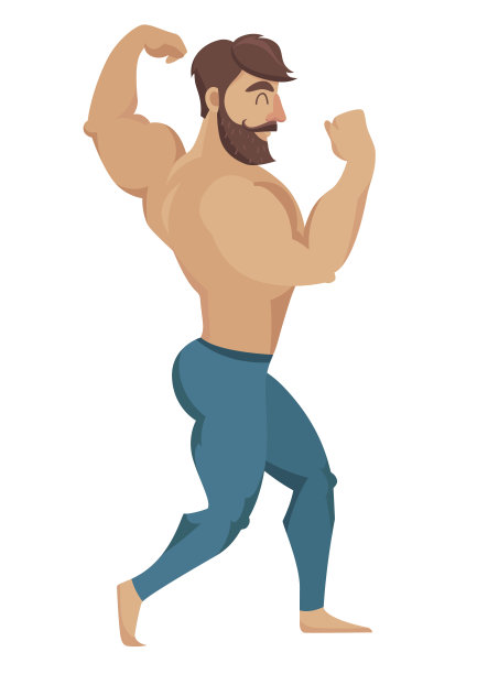 性感的留着胡子，穿着牛仔裤的肌肉男。提出健身图片下载