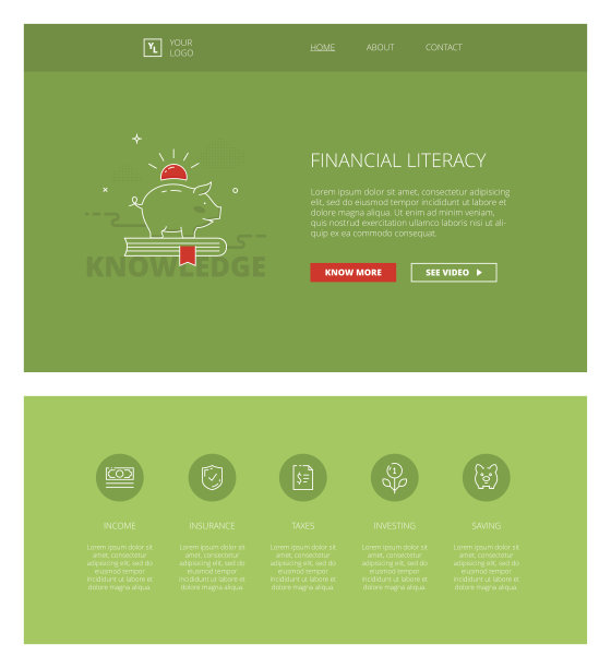 金融素养矢量设计模板的网站和应用程序图片下载