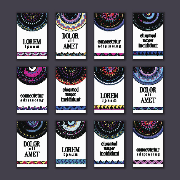 商务名片套装。曼荼罗，民族圈装饰元素。图片下载