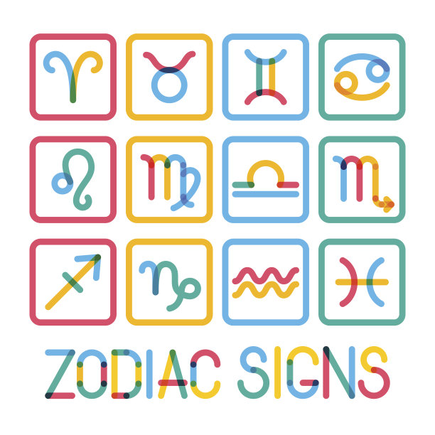 星座。现代颜色图标。图片下载