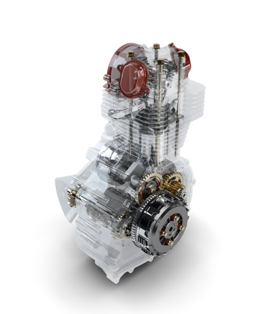 组装的摩托车发动机在透明的情况下隔离图片下载