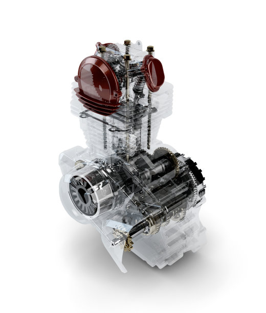 组装的摩托车发动机在透明的情况下隔离图片下载