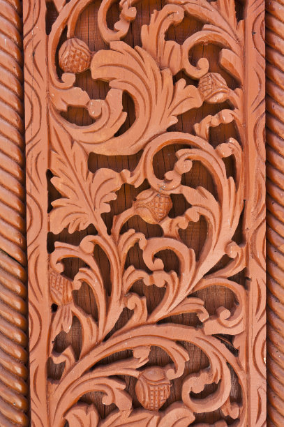 寺庙木杆雕刻图片下载