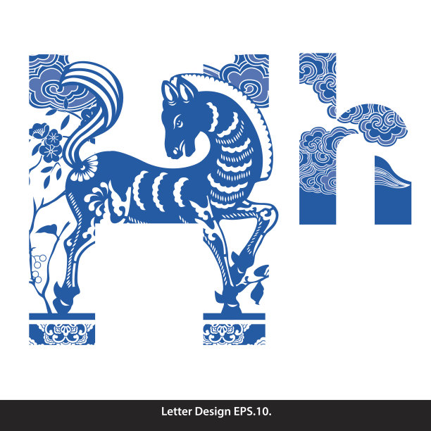 向量东方风格字母磁带h繁体中文图片下载