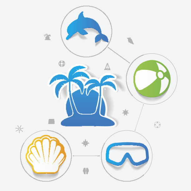 一套夏季旅游图标图片下载