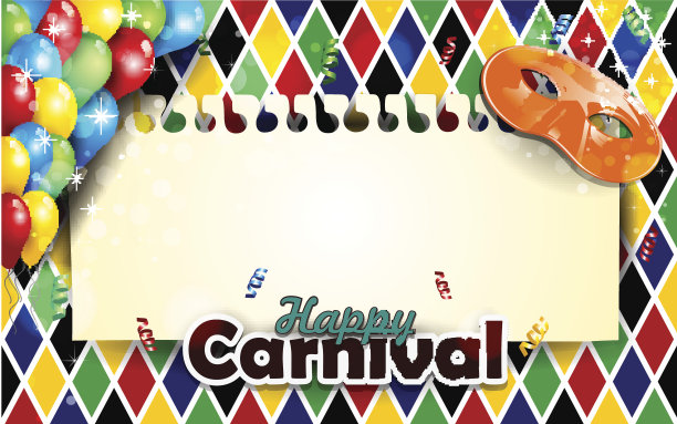 嘉年华面具和小丑垂直装饰图片下载