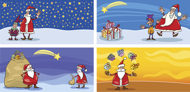 带有圣诞老人的卡通贺卡图片下载