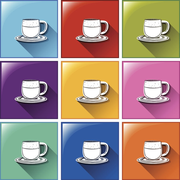 纽扣与杯子和碟子图片下载