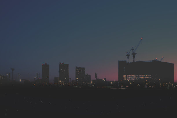 朦胧夜景,小镇图片下载