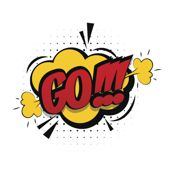 漫画音效流行艺术矢量风格短语GO图片下载