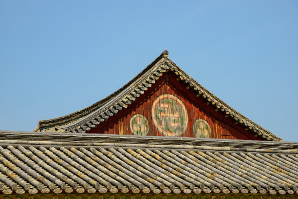 韩国寺庙的传统屋顶图片下载