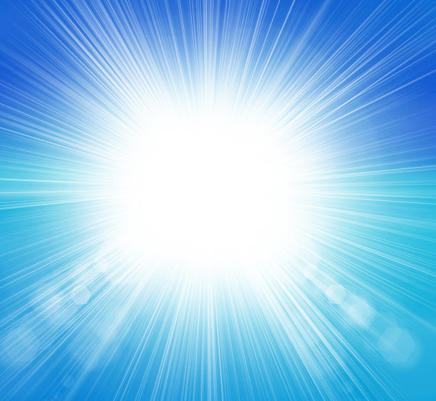 太阳在蓝色的天空中闪烁图片下载