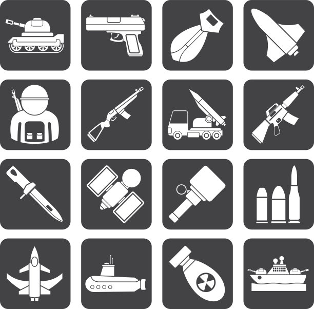 剪影军队，武器和武器图标图片下载