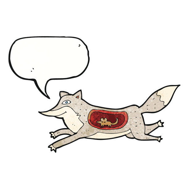 卡通狼和老鼠在肚子里说话泡泡图片下载