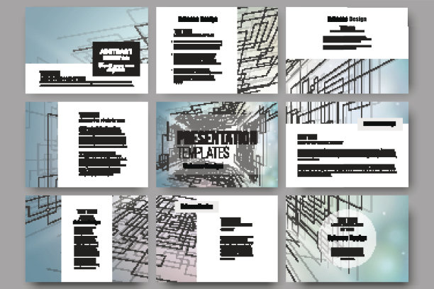 用于演示幻灯片的9个模板集。摘要向量背景图片下载