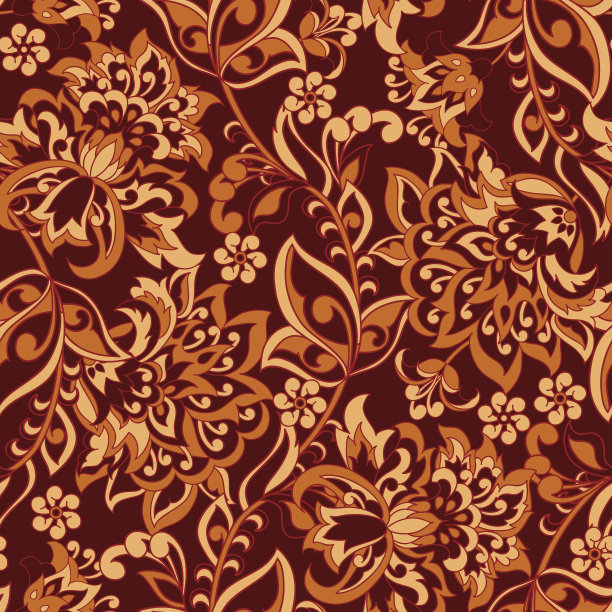 花无缝矢量图案。巴洛克风格的壁纸。图片下载