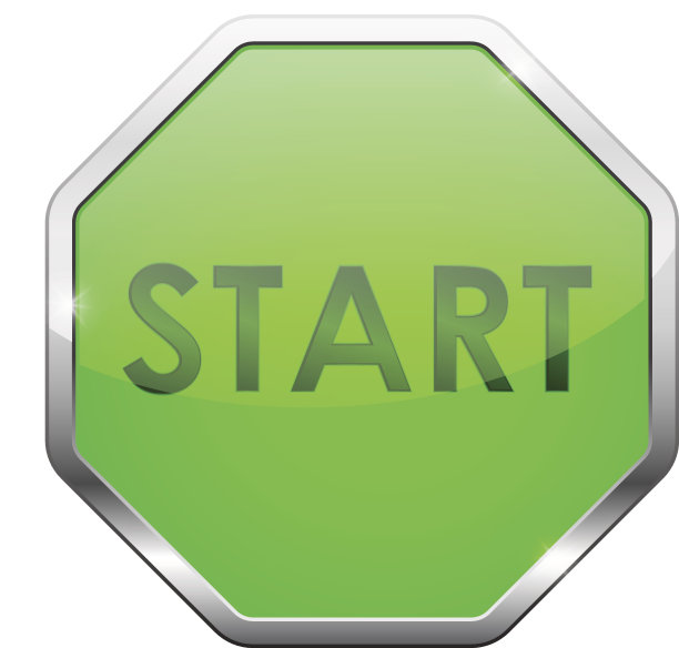 开始按钮。绿色网页图标与铬框图片下载