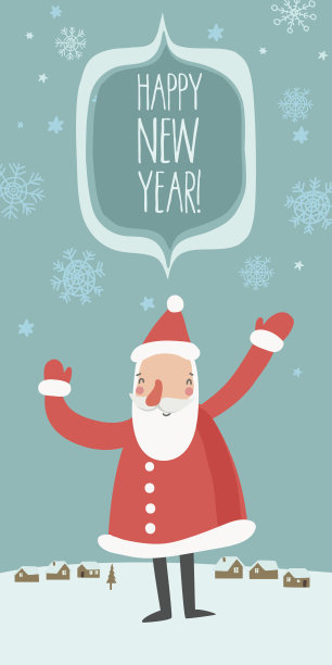 卡通风格的圣诞老人新年横幅图片下载