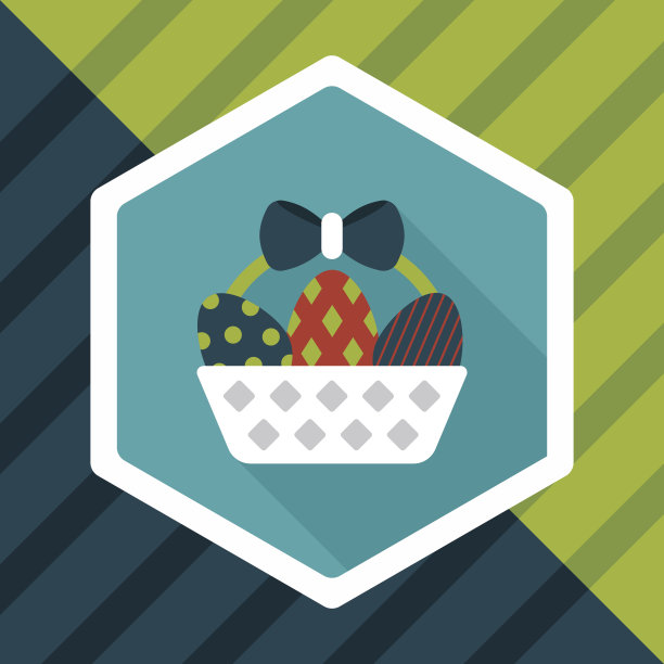 复活节蛋平图标与长影子，eps10图片下载