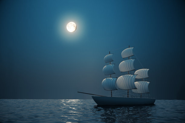 船在晚上图片下载