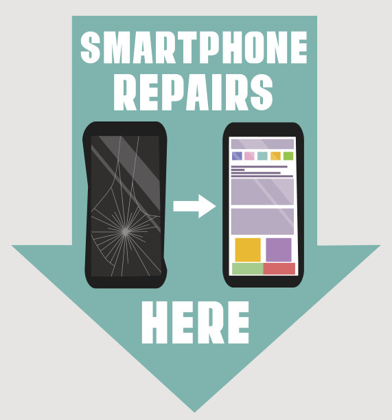 智能手机维修平面设计标志，矢量插图图片下载