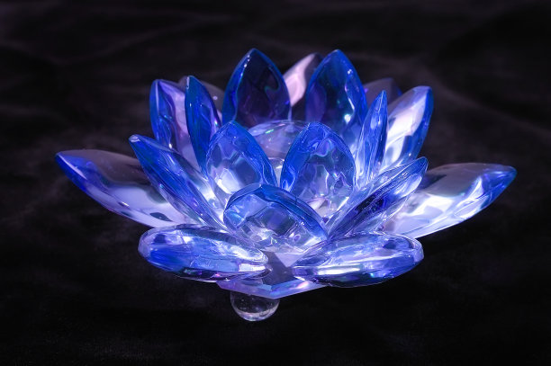 黑丝绒上的水晶蓝花图片下载