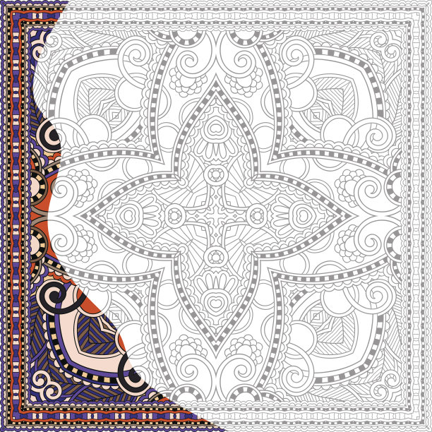 独特的彩色书，为成人的方形页-花卉真品图片下载