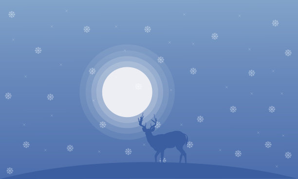 鹿在冬天的圣诞景观图片下载