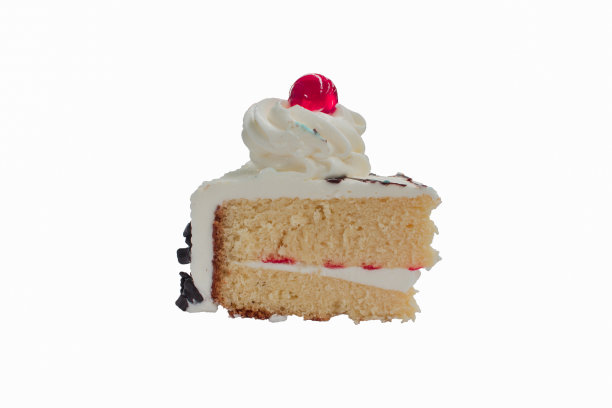 彩色蛋糕装饰樱桃和孤立在白色背景图片下载