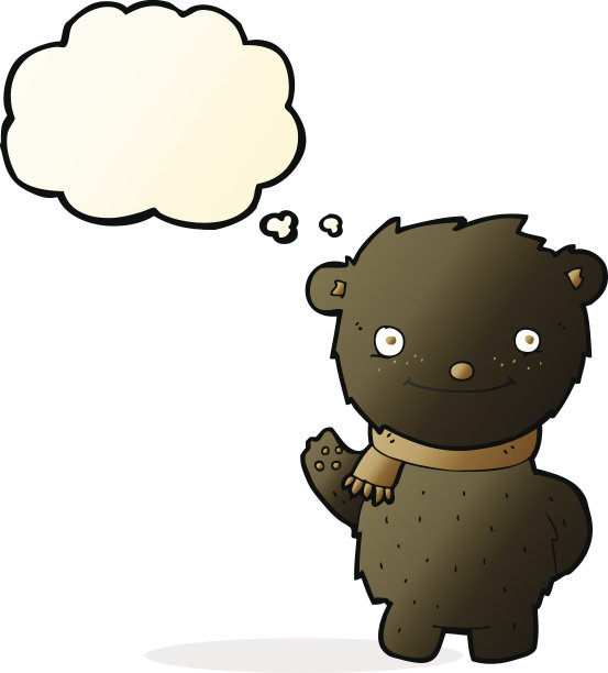 卡通可爱的黑熊与思想泡泡图片下载