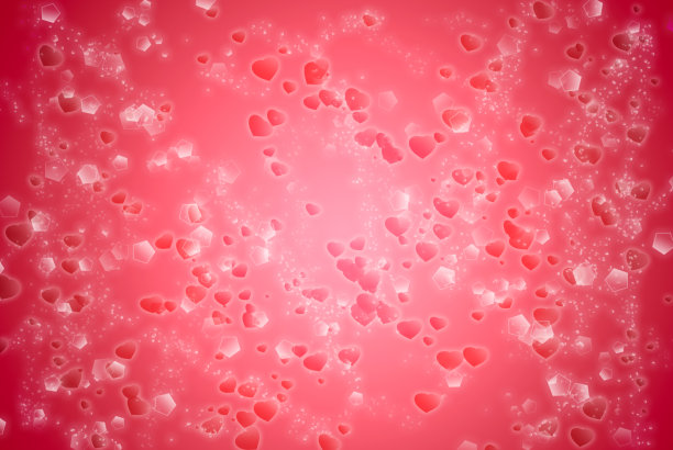 抽象的红色背景与心型散景图片下载