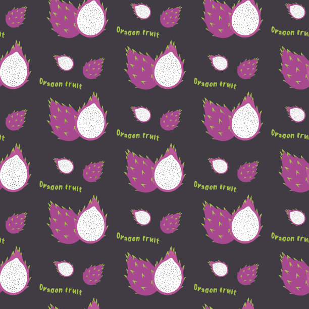 龙果无缝重复图案，手绘样式。图片下载