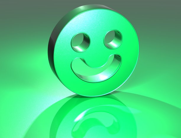 3D笑脸绿色标志图片下载