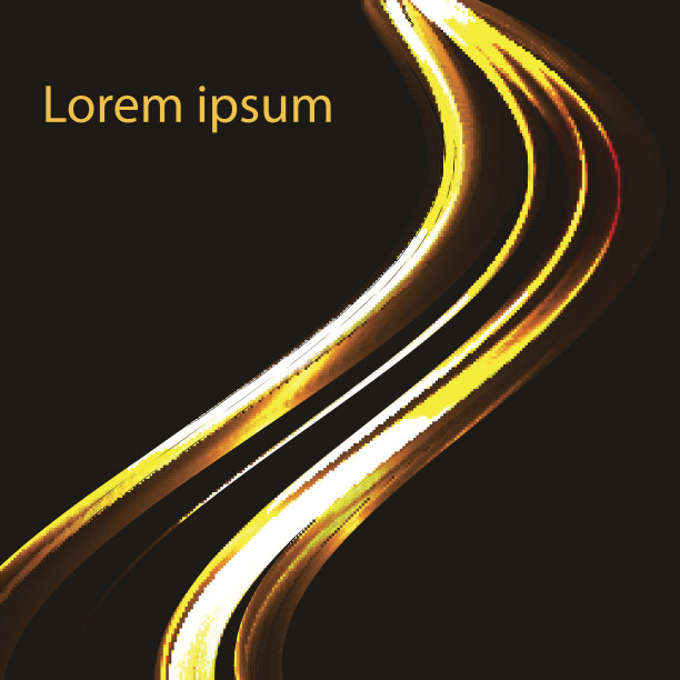 抽象的金色波浪在黑色的背景图片下载