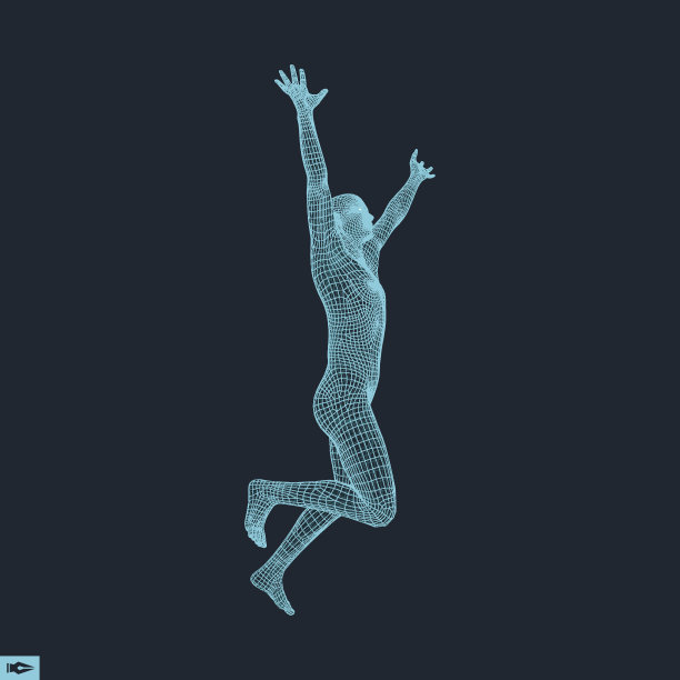 奔跑的人多边形设计3D模型图片下载