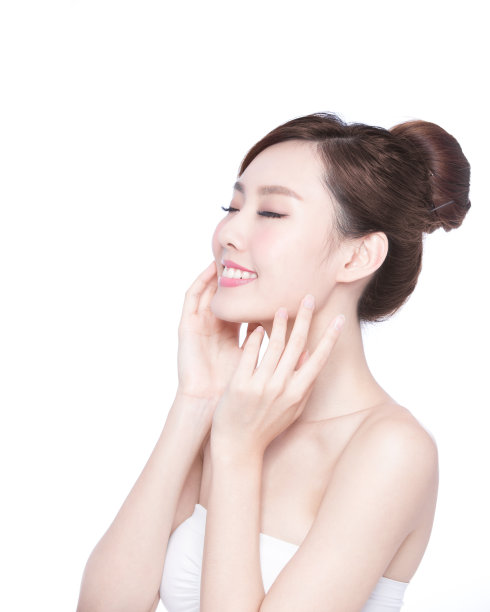 美丽的皮肤护理女人的脸素材图片